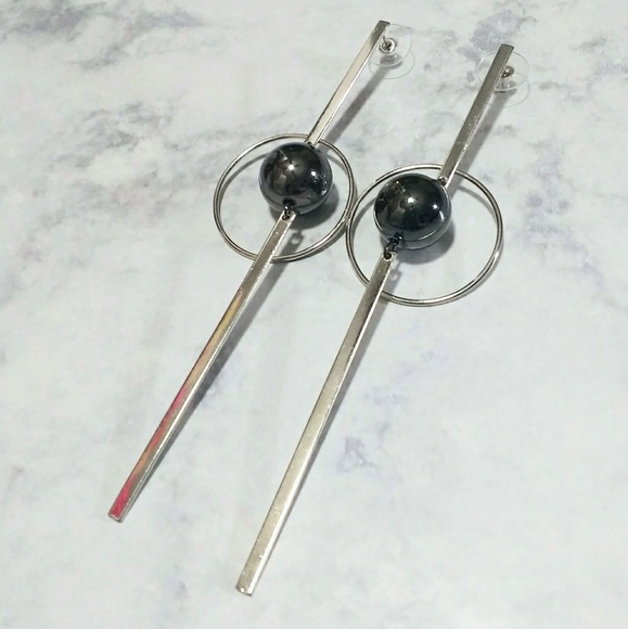 Jewelry - Geometric Silver Bar Earrings